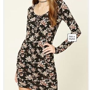 Floral Print Lace up Dress